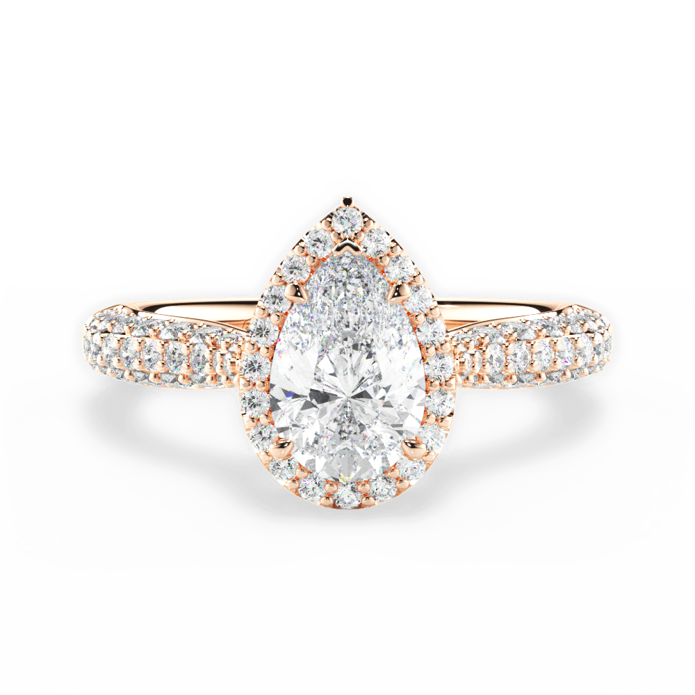 Lucy Pear Cut Lab Grown Diamond 18Kt Rose Gold Engagement Ring