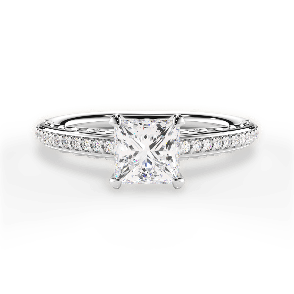 Caroline Princess Cut Lab Grown Diamond 18Kt White Gold Engagement Ring