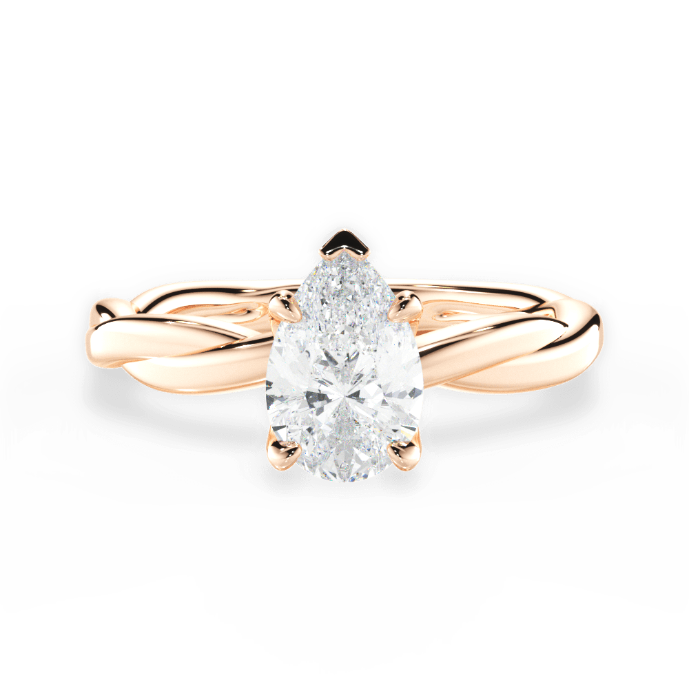 Bianca Pear Cut Lab Grown Diamond 18Kt Rose Gold Engagement Ring