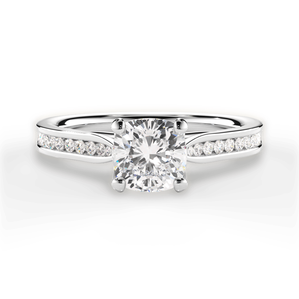 Elena Cushion Cut Lab Grown Diamond Platinum Engagement Ring