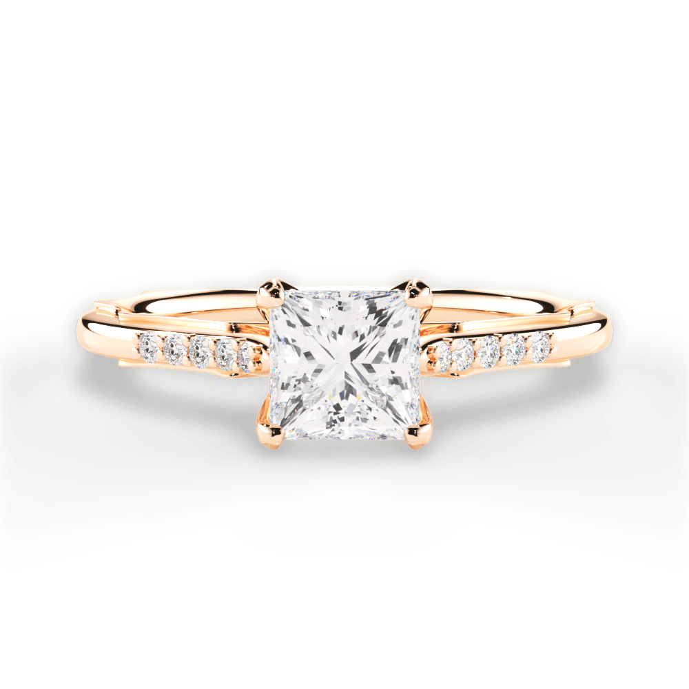 Christina Princess Cut Lab Grown Diamond 18Kt Rose Gold Engagement Ring