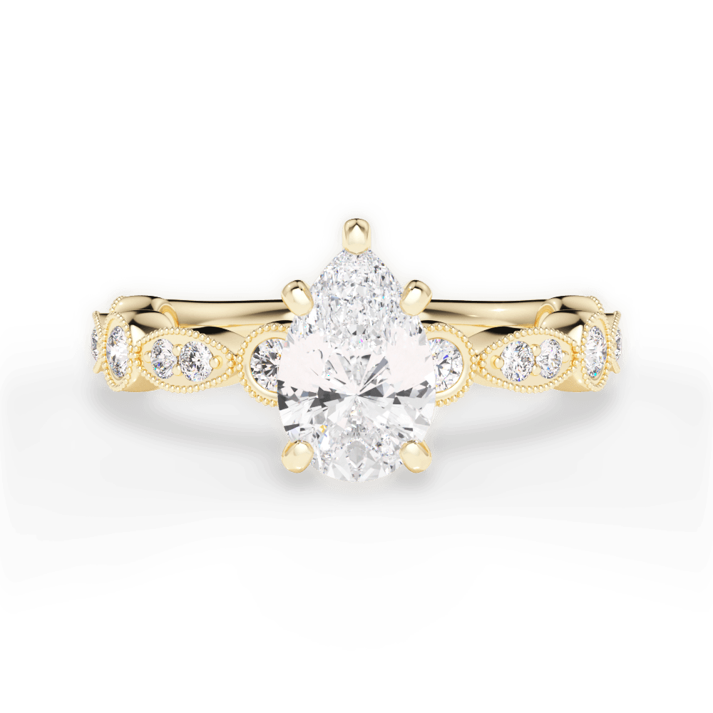Edith Pear Cut Lab Grown Diamond 18Kt Yellow Gold Engagement Ring