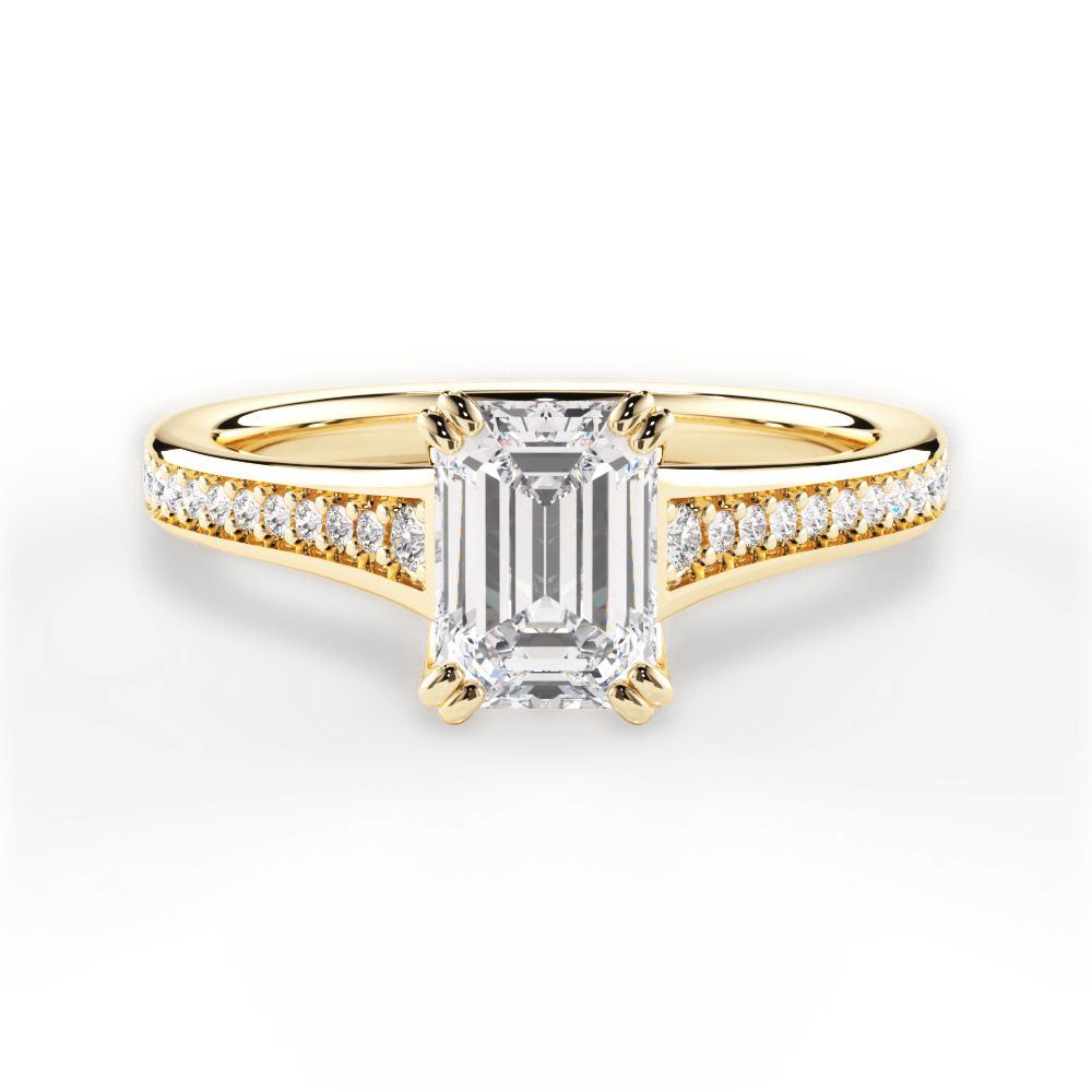 Delia Emerald Cut Lab Grown Diamond 18Kt Yellow Gold Engagement Ring