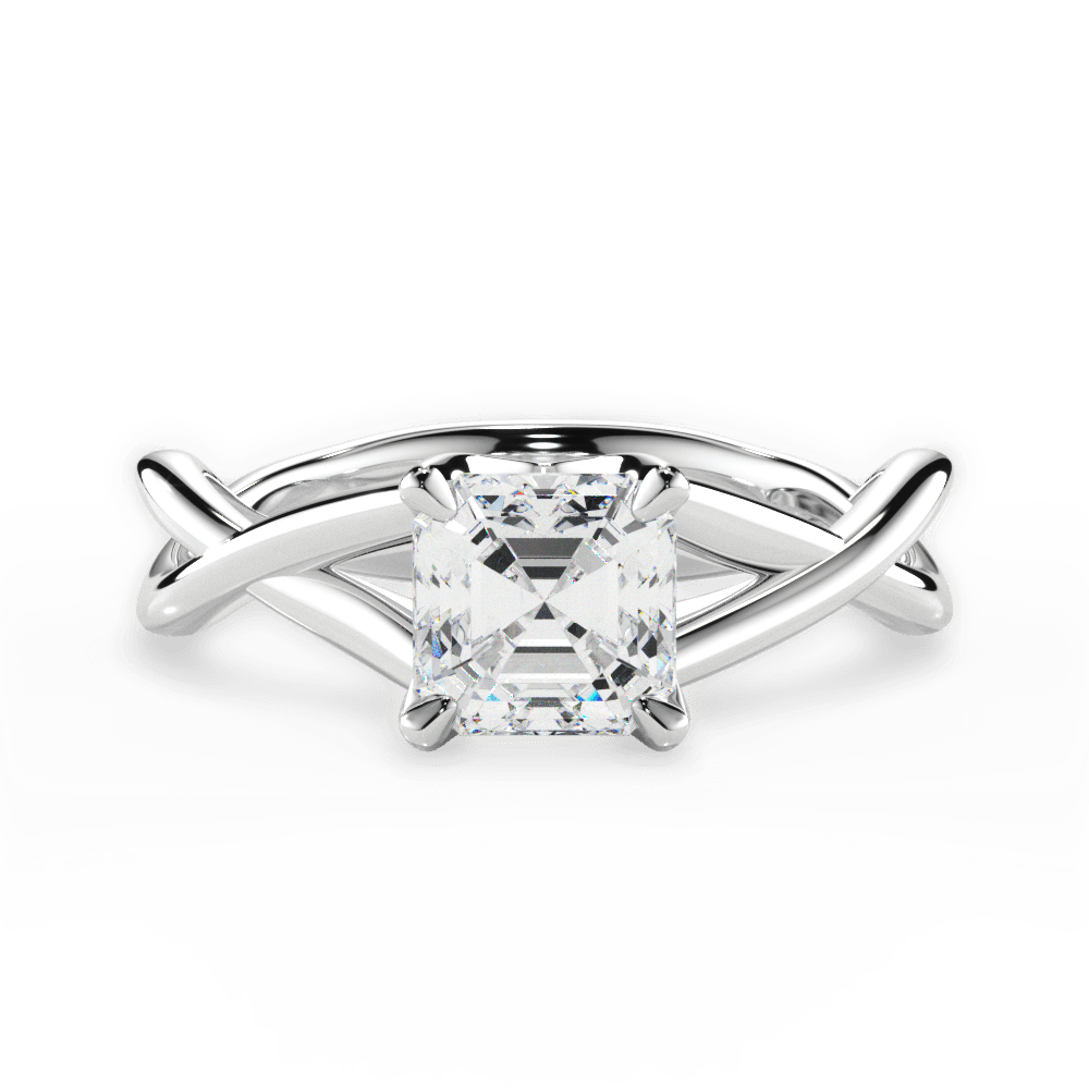 Aubrey Asscher Cut Lab Grown Diamond 18Kt White Gold Engagement Ring