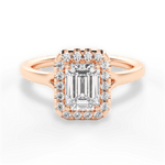 Geneva Emerald Cut Lab Grown Diamond 18Kt Rose Gold Engagement Ring