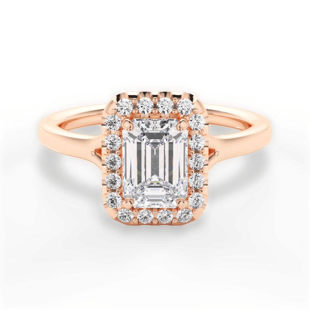 Geneva Emerald Cut Lab Grown Diamond 18Kt Rose Gold Engagement Ring