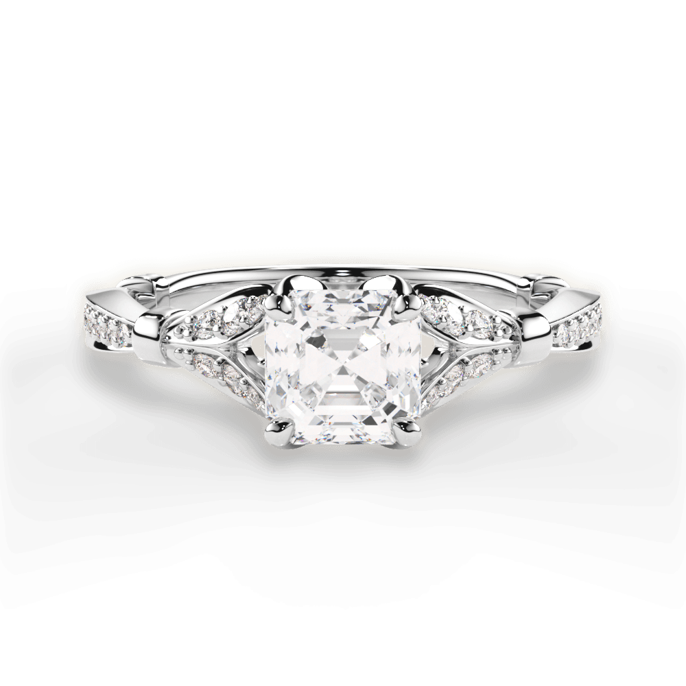 Geraldine Asscher Cut Lab Grown Diamond 14Kt White Gold Engagement Ring