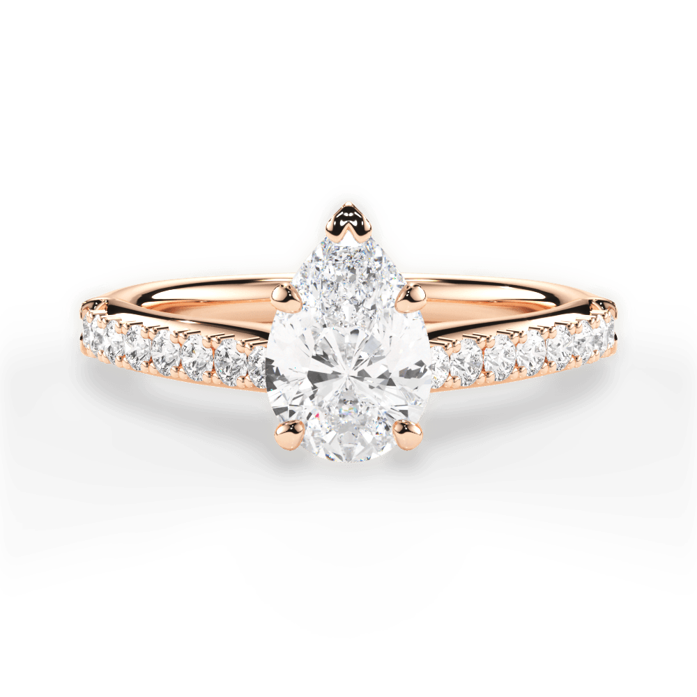 Elizabeth Pear Cut Lab Grown Diamond 18Kt Rose Gold Engagement Ring