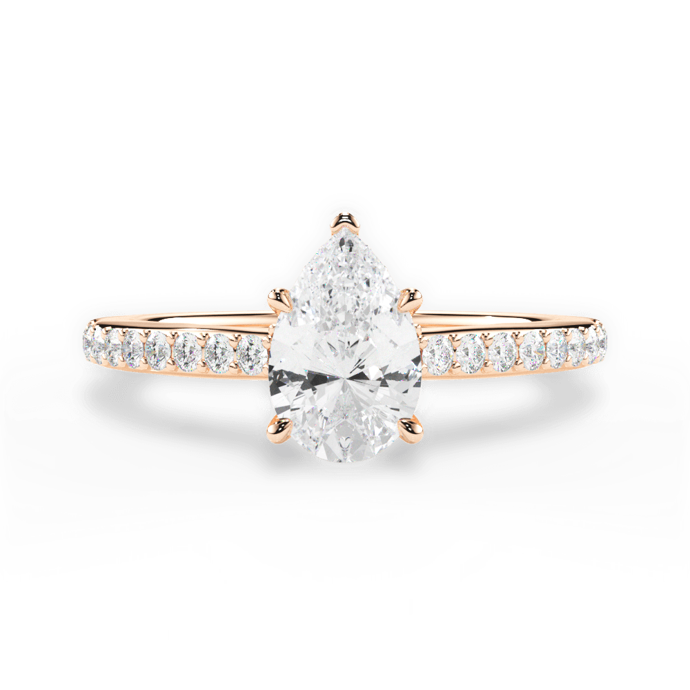 Joan Pear Cut Lab Grown Diamond 18Kt Rose Gold Engagement Ring