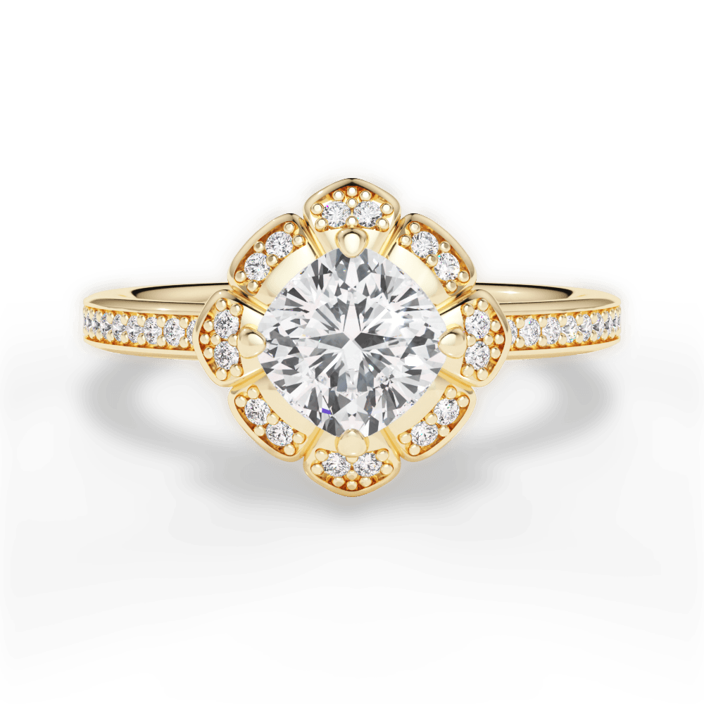 Hayley Cushion Cut Lab Grown Diamond 18Kt Yellow Gold Engagement Ring