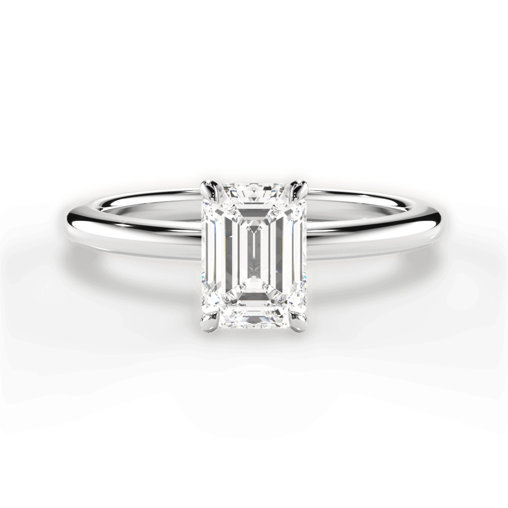 Allison Emerald Cut Lab Grown Diamond 14Kt White Gold Engagement Ring