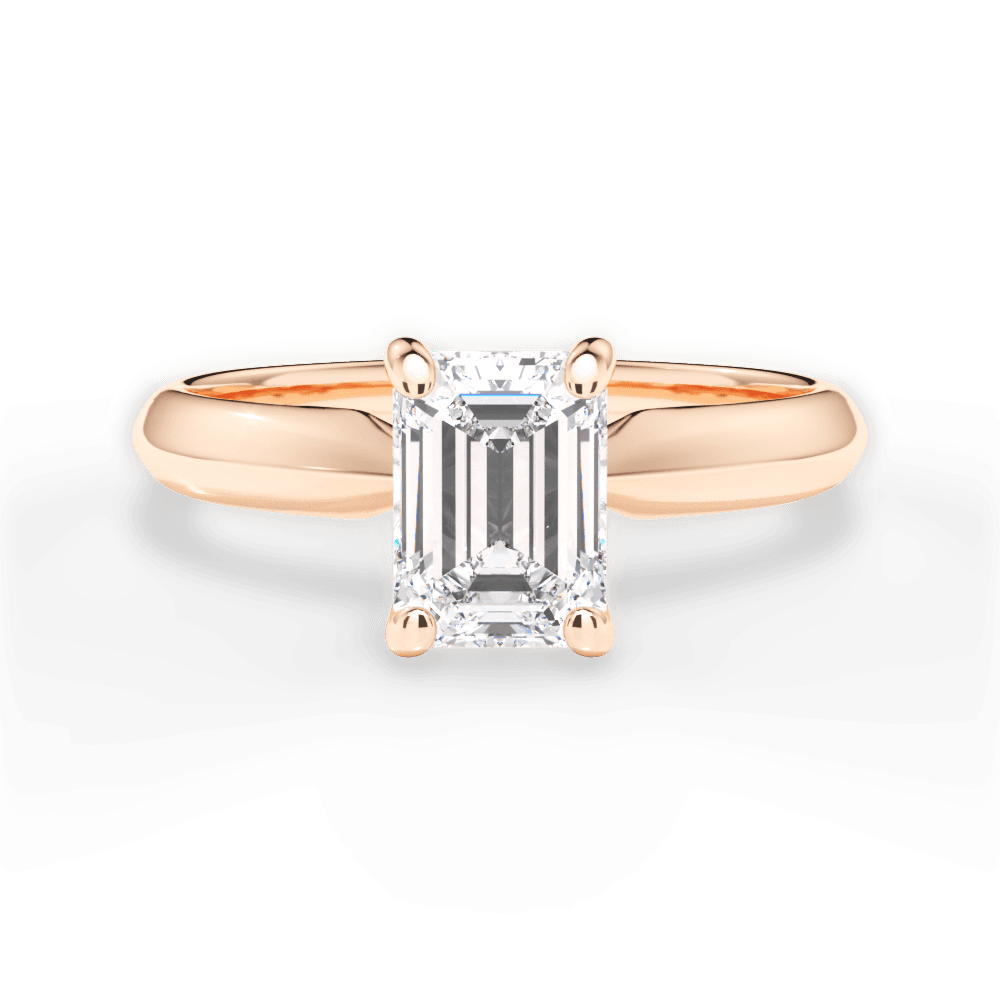 Beth Emerald Cut Lab Grown Diamond 18Kt Rose Gold Engagement Ring
