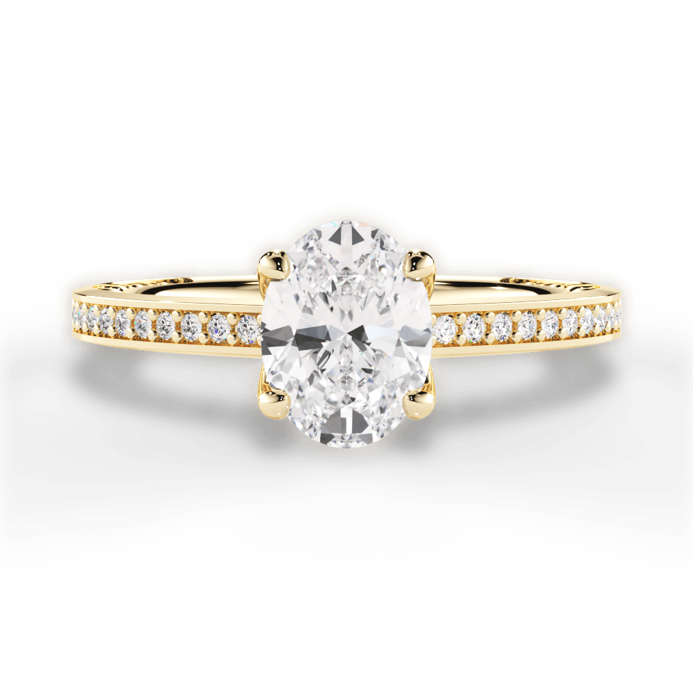Donna Oval Cut Lab Grown Diamond 18Kt Yellow Gold Engagement Ring