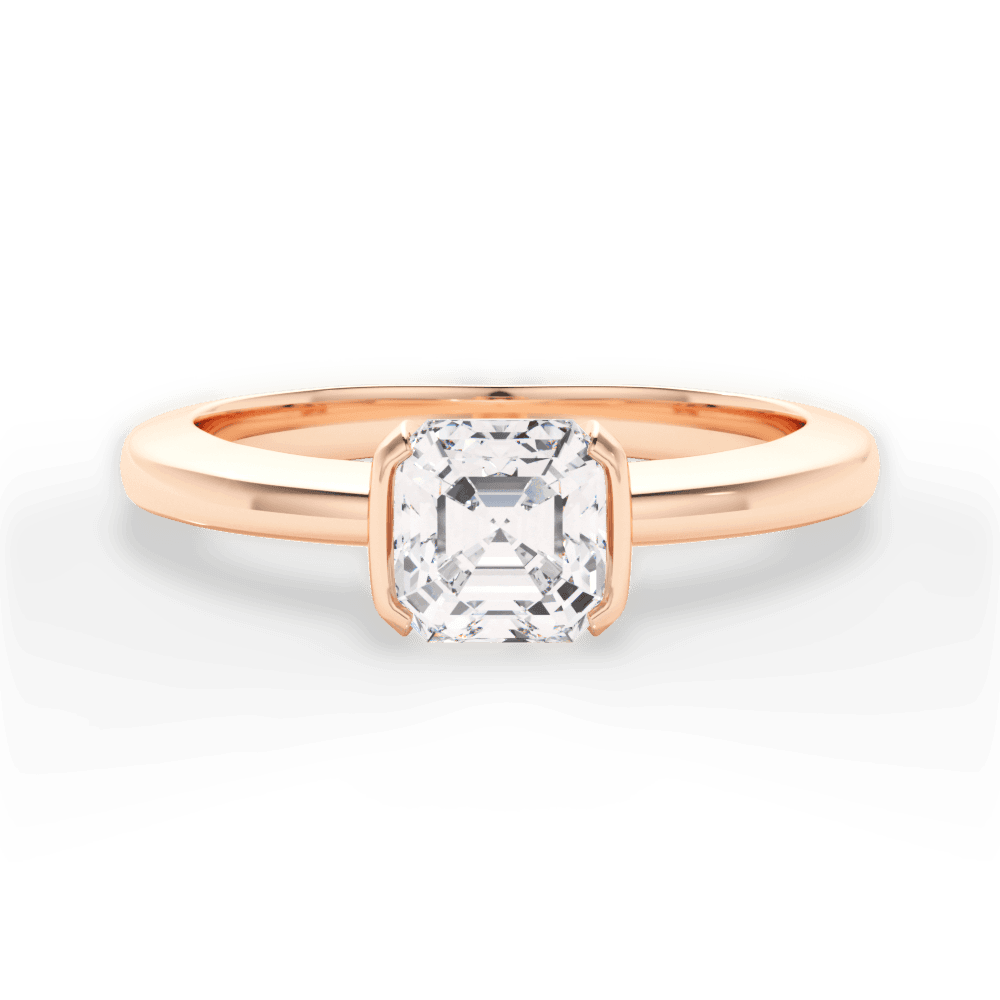 Bridget Asscher Cut Lab Grown Diamond 18Kt Rose Gold Engagement Ring