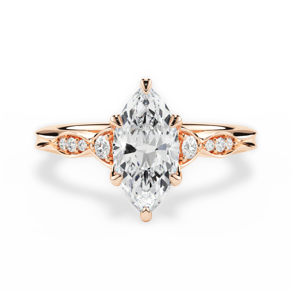 Cassie Marquise Cut Lab Grown Diamond 18Kt Rose Gold Engagement Ring