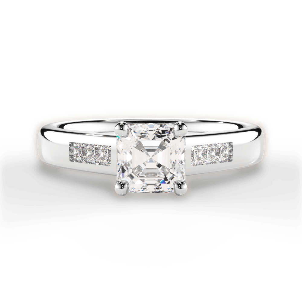 Brittany Asscher Cut Lab Grown Diamond 18Kt White Gold Engagement Ring