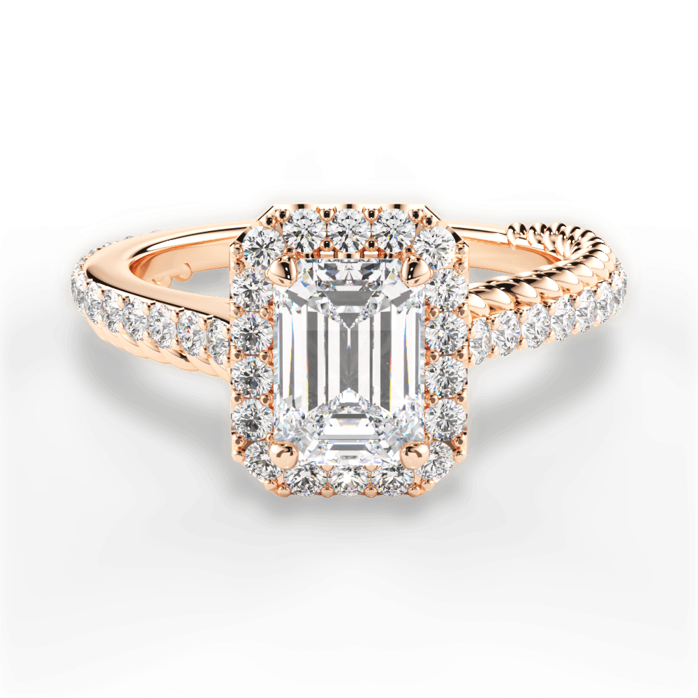 Kim Emerald Cut Lab Grown Diamond 18Kt Rose Gold Engagement Ring