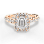Kim Emerald Cut Lab Grown Diamond 18Kt Rose Gold Engagement Ring