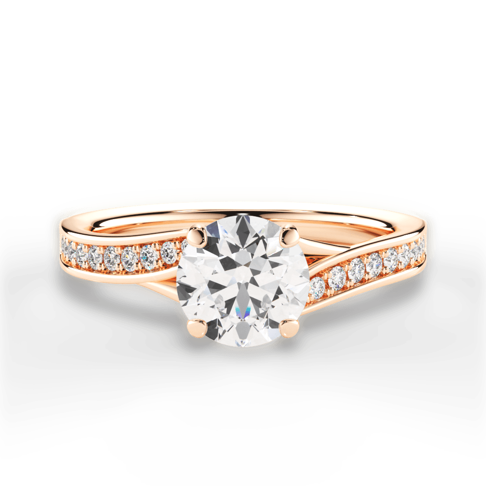 Elise Round Cut Lab Grown Diamond 18Kt Rose Gold Engagement Ring