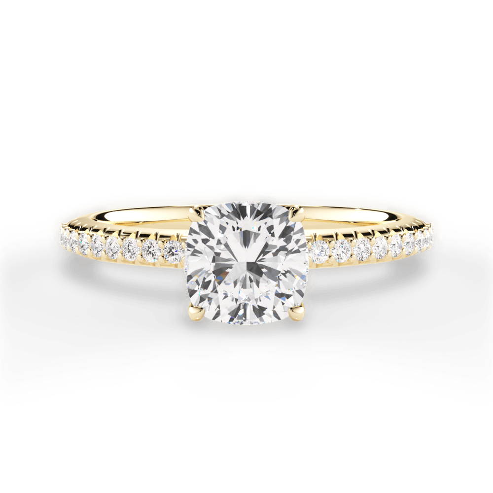 Giselle Cushion Cut Lab Grown Diamond 18Kt Yellow Gold Engagement Ring