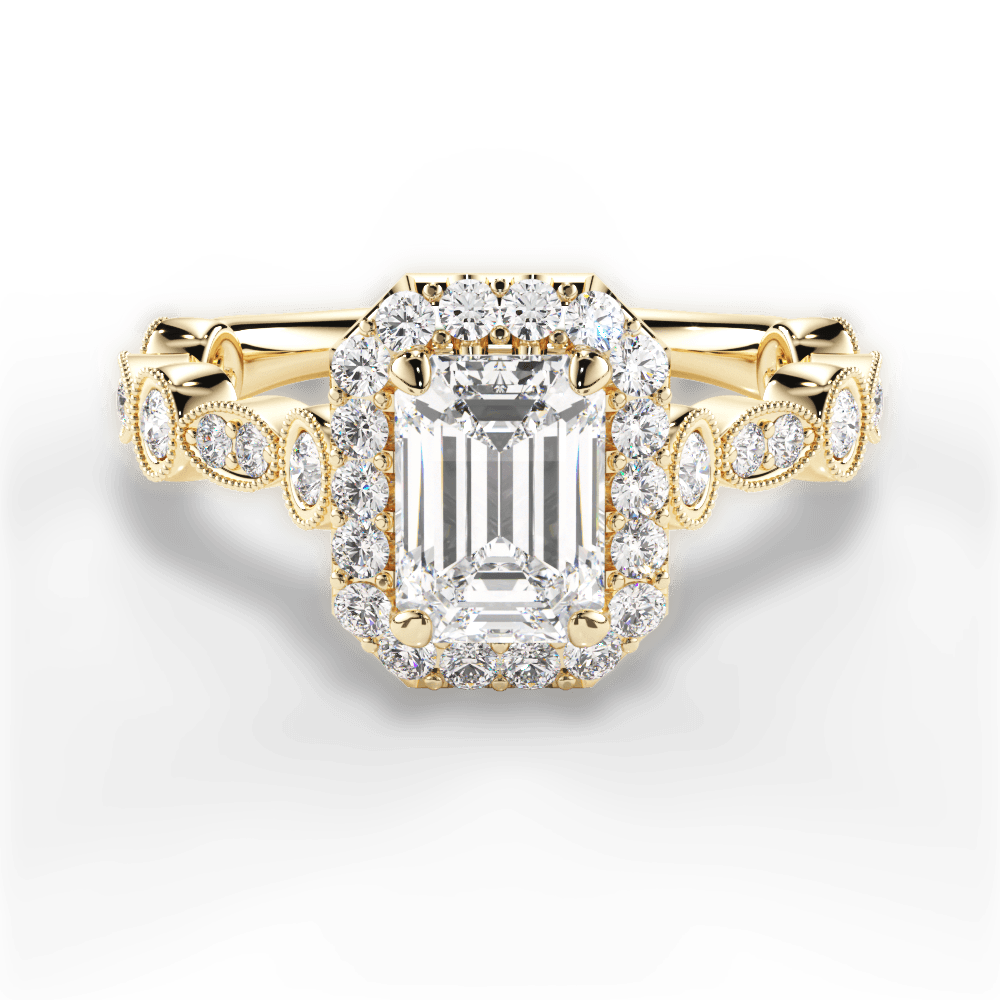 Irene Emerald Cut Lab Grown Diamond 18Kt Yellow Gold Engagement Ring