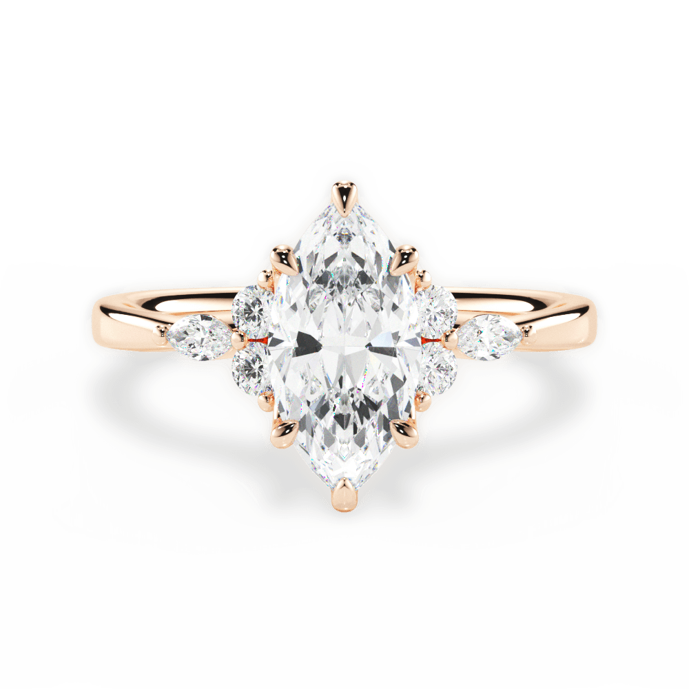 Cynthia Marquise Cut Lab Grown Diamond 18Kt Rose Gold Engagement Ring
