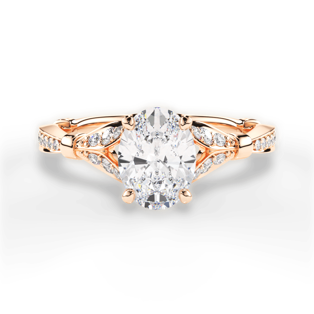 Geraldine Oval Cut Lab Grown Diamond 18Kt Rose Gold Engagement Ring