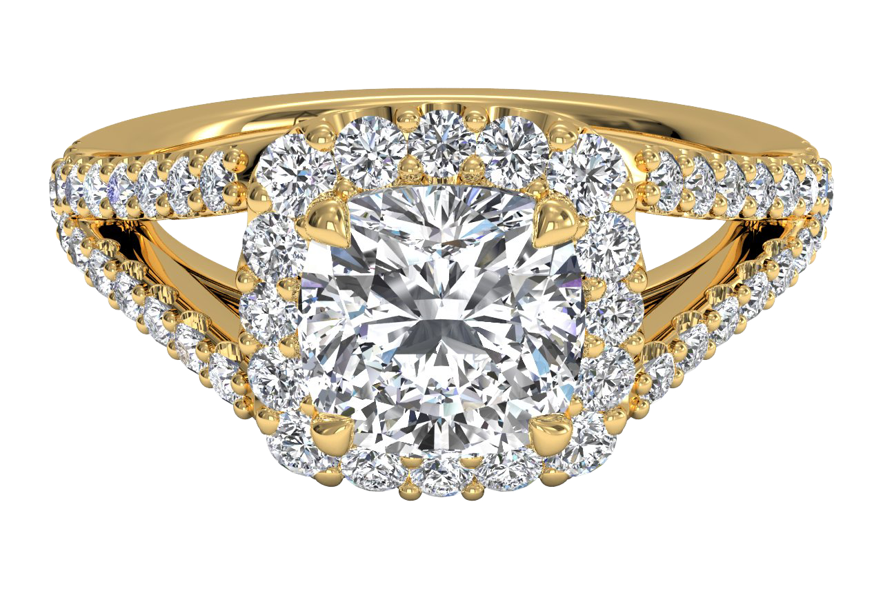 Kelly Cushion Cut Lab Grown Diamond 18Kt Yellow Gold Engagement Ring