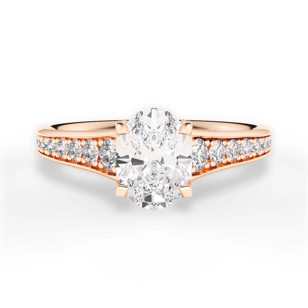 Leslie Oval Cut Lab Grown Diamond 18Kt Rose Gold Engagement Ring