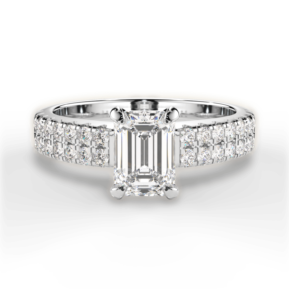 Kayla Emerald Cut Lab Grown Diamond 18Kt White Gold Engagement Ring