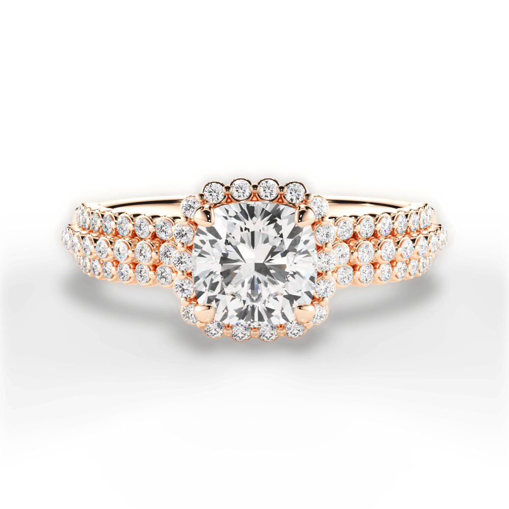 Jocelyn Cushion Cut Lab Grown Diamond 18Kt Rose Gold Engagement Ring