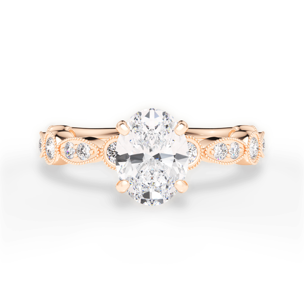 Edith Oval Cut Lab Grown Diamond 18Kt Rose Gold Engagement Ring