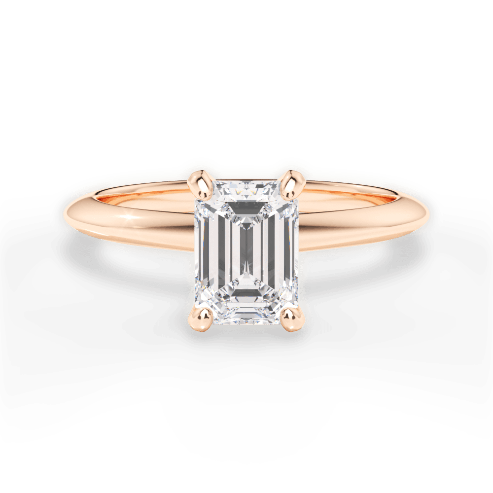 Casey Emerald Cut Lab Grown Diamond 18Kt Rose Gold Engagement Ring