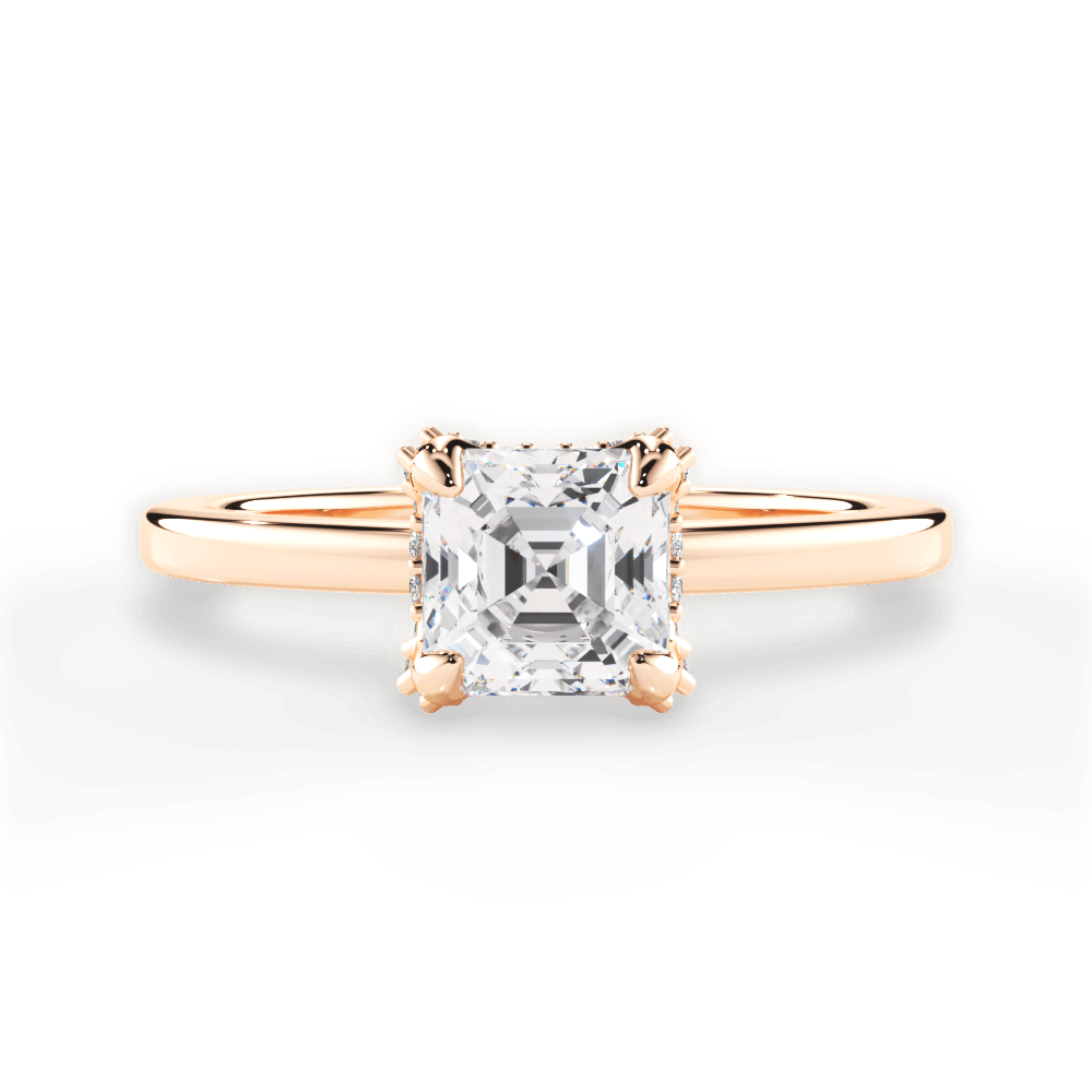 Gemma Asscher Cut Lab Grown Diamond 18Kt Rose Gold Engagement Ring
