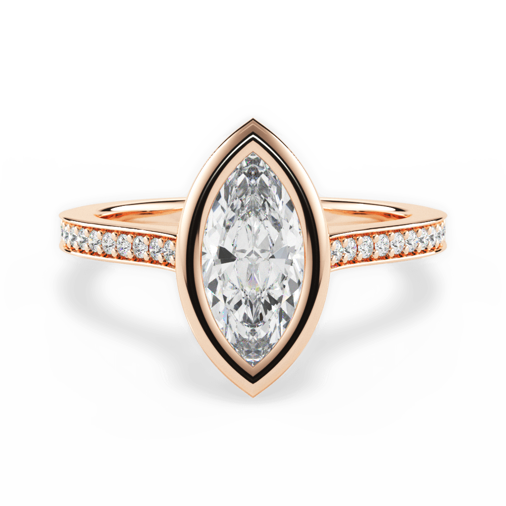 Deanna Marquise Cut Lab Grown Diamond 18Kt Rose Gold Engagement Ring
