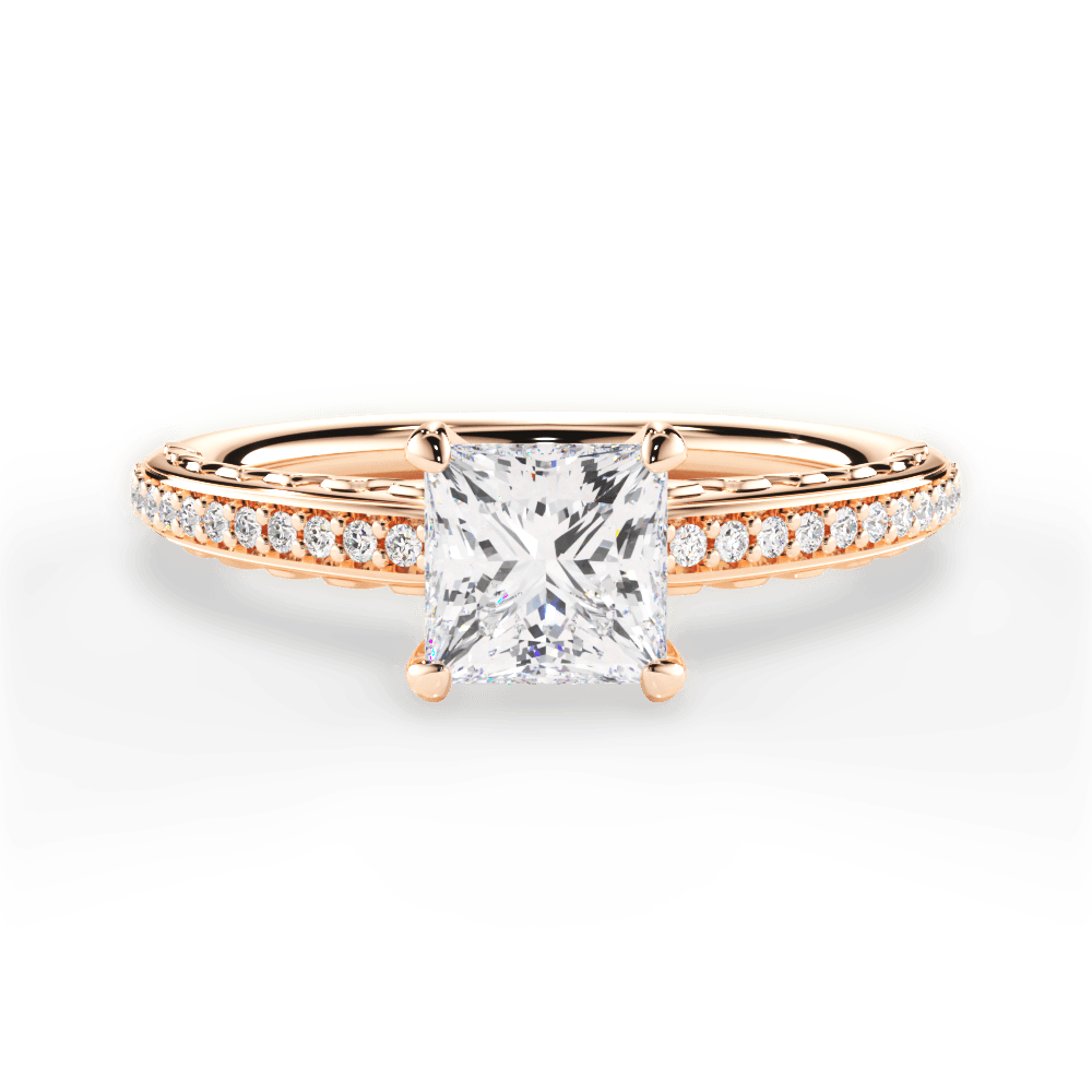 Caroline Princess Cut Lab Grown Diamond 18Kt Rose Gold Engagement Ring