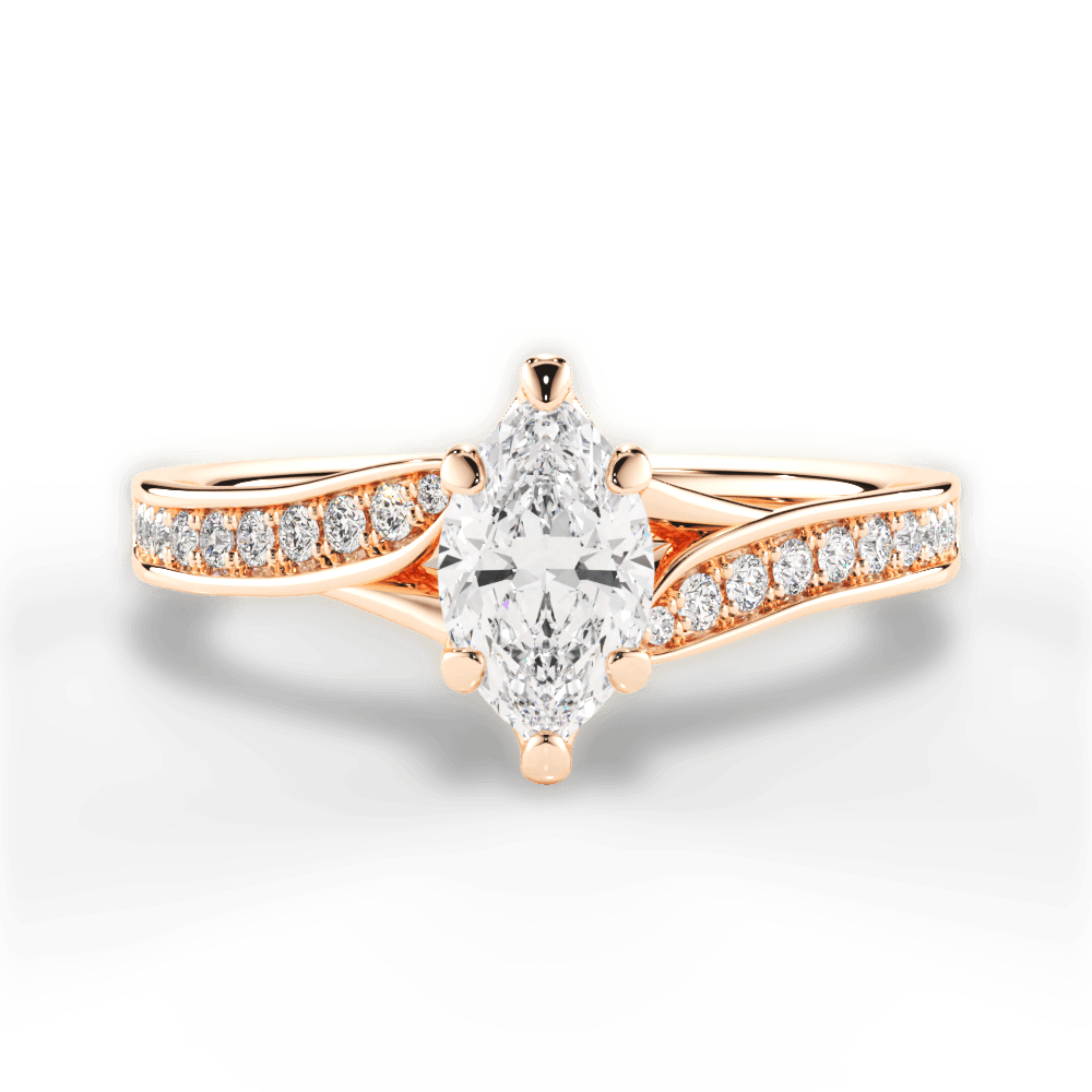 Elise Marquise Cut Lab Grown Diamond 18Kt Rose Gold Engagement Ring
