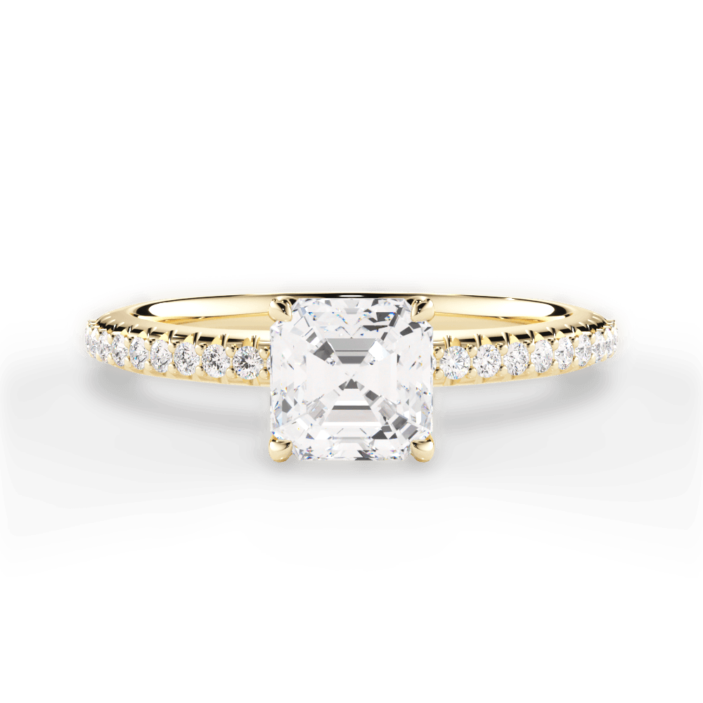 Giselle Asscher Cut Lab Grown Diamond 18Kt Yellow Gold Engagement Ring