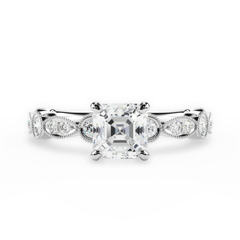 Edith Asscher Cut Lab Grown Diamond Platinum Engagement Ring