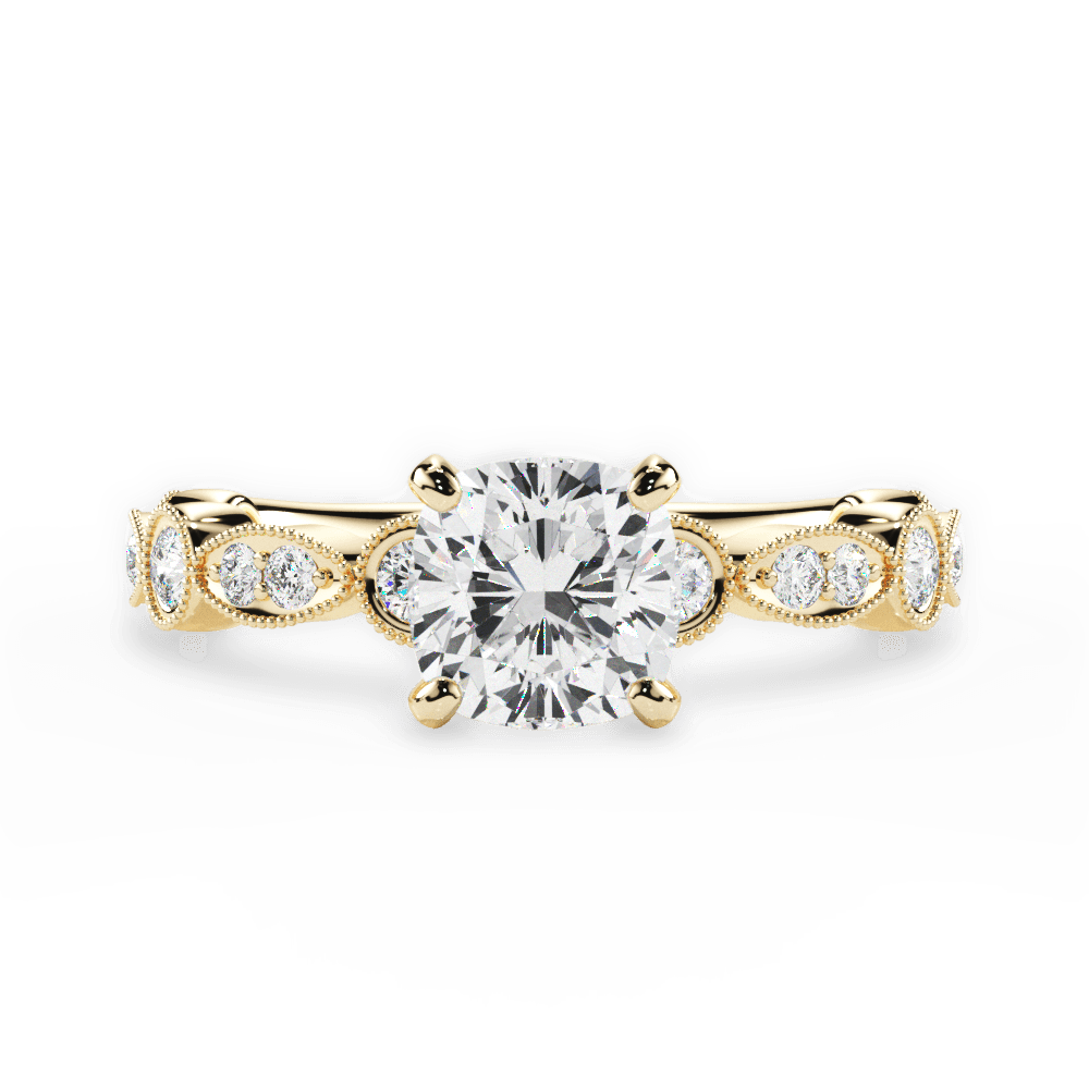 Edith Cushion Cut Lab Grown Diamond 18Kt Yellow Gold Engagement Ring