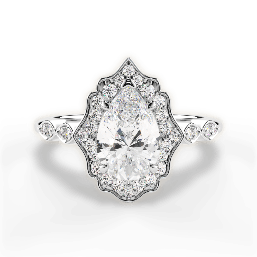 Julie Pear Cut Lab Grown Diamond 14Kt White Gold Engagement Ring