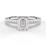 Donna Emerald Cut Lab Grown Diamond 14Kt White Gold Engagement Ring
