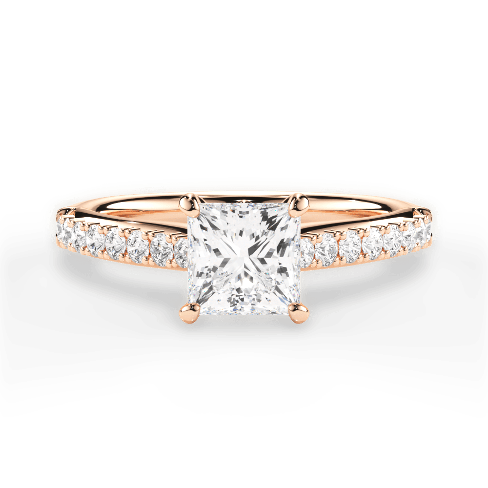 Elizabeth Princess Cut Lab Grown Diamond 18Kt Rose Gold Engagement Ring