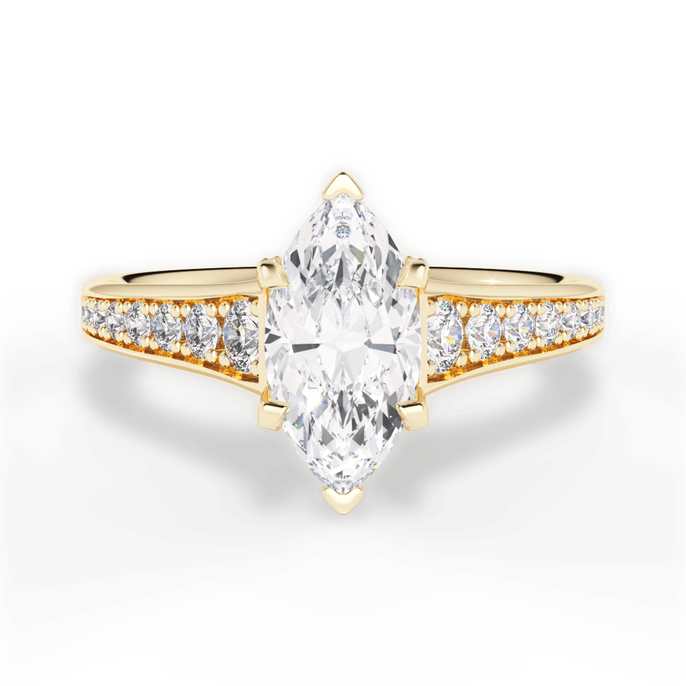 Leslie Marquise Cut Lab Grown Diamond 18Kt Yellow Gold Engagement Ring