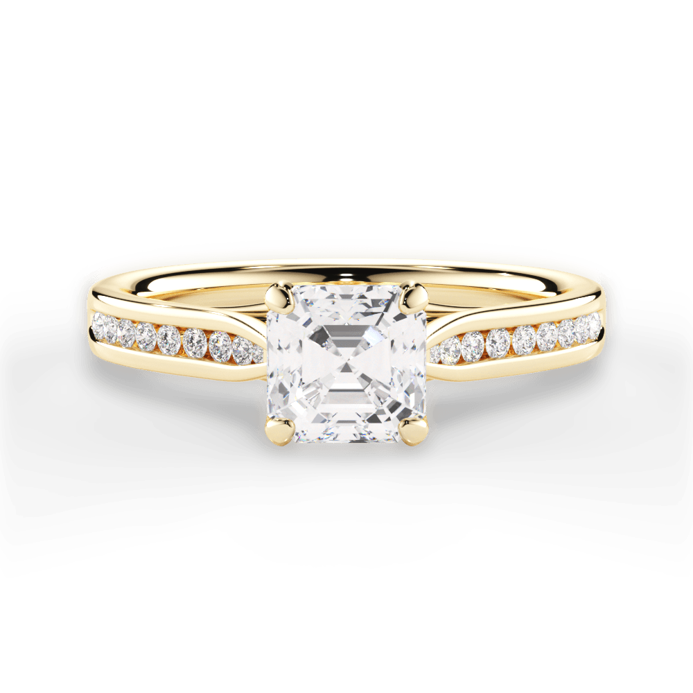 Elena Asscher Cut Lab Grown Diamond 18Kt Yellow Gold Engagement Ring