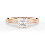 Janet Asscher Cut Lab Grown Diamond 18Kt Rose Gold Engagement Ring
