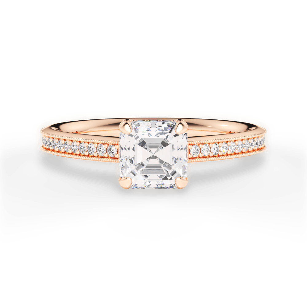 Janet Asscher Cut Lab Grown Diamond 18Kt Rose Gold Engagement Ring