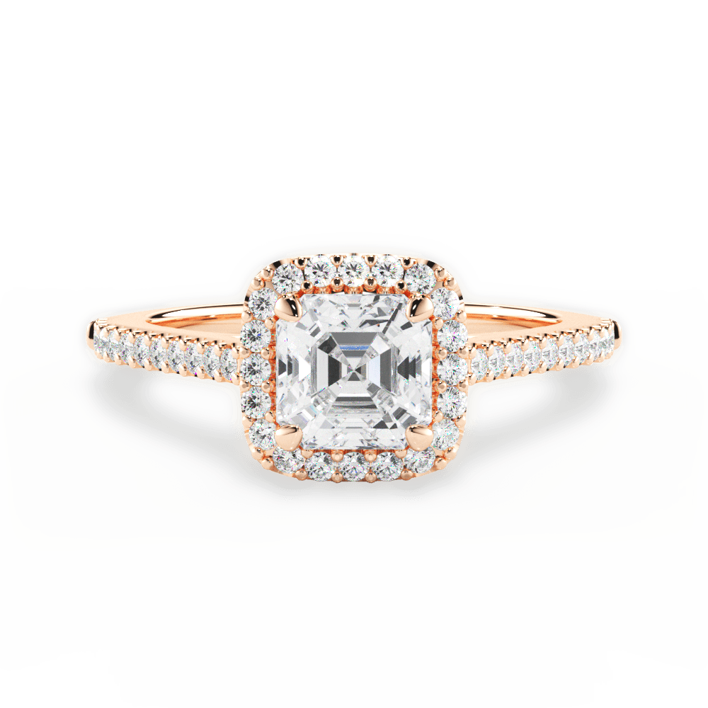 Jeanne Asscher Cut Lab Grown Diamond 18Kt Rose Gold Engagement Ring
