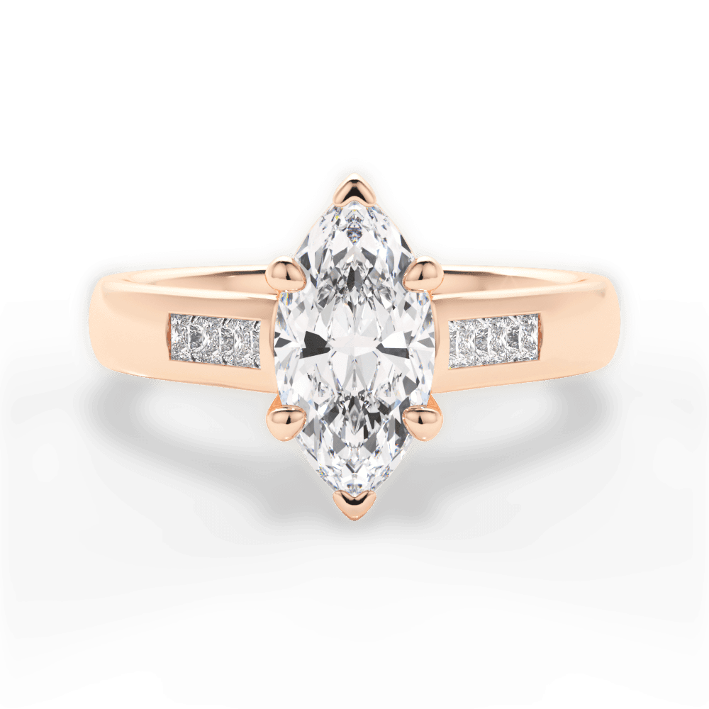 Brittany Marquise Cut Lab Grown Diamond 18Kt Rose Gold Engagement Ring