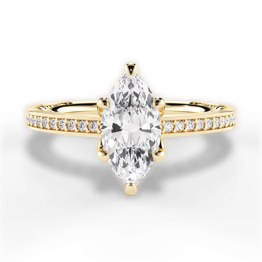 Donna Marquise Cut Lab Grown Diamond 18Kt Yellow Gold Engagement Ring